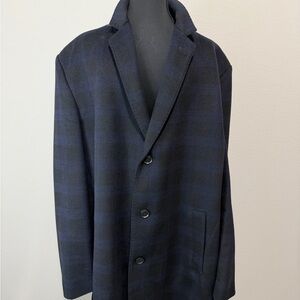 NWOT Pronto Uomo Dark Plaid Wool Trench Coat